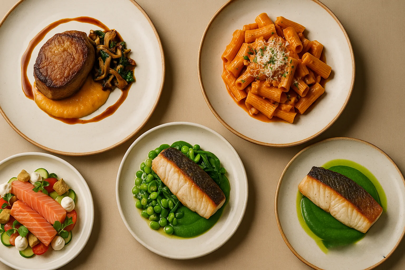 Beautifully plated signature dishes from Supper restaurant menu